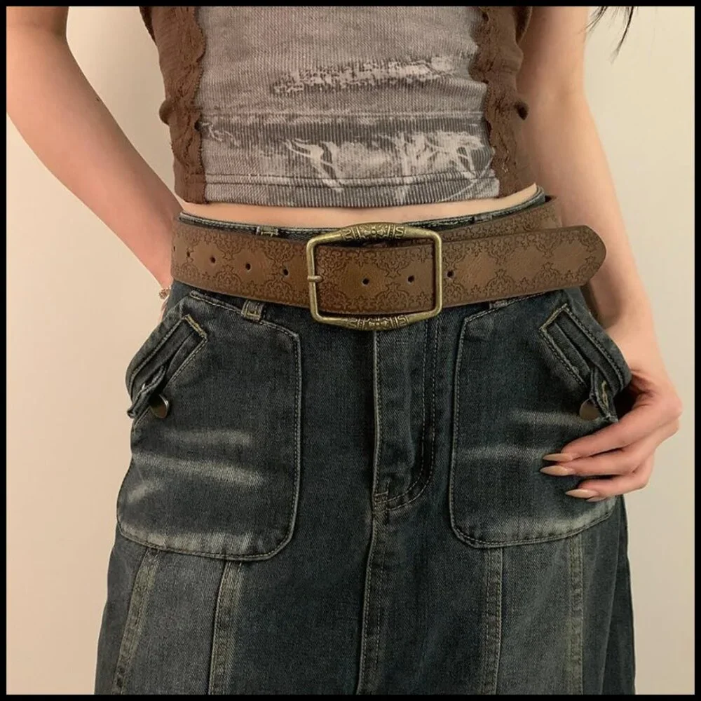 Vintage Western Cowgirl Belt Elegant Carving Design Polyester Waist Belt - Picture 2 of 7